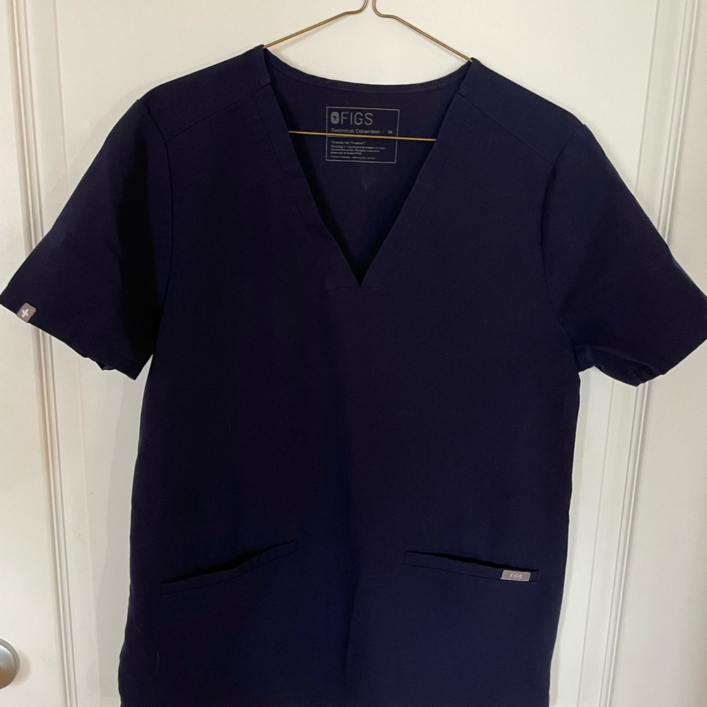 Figs Deep Blue V-Neck Scrub Top